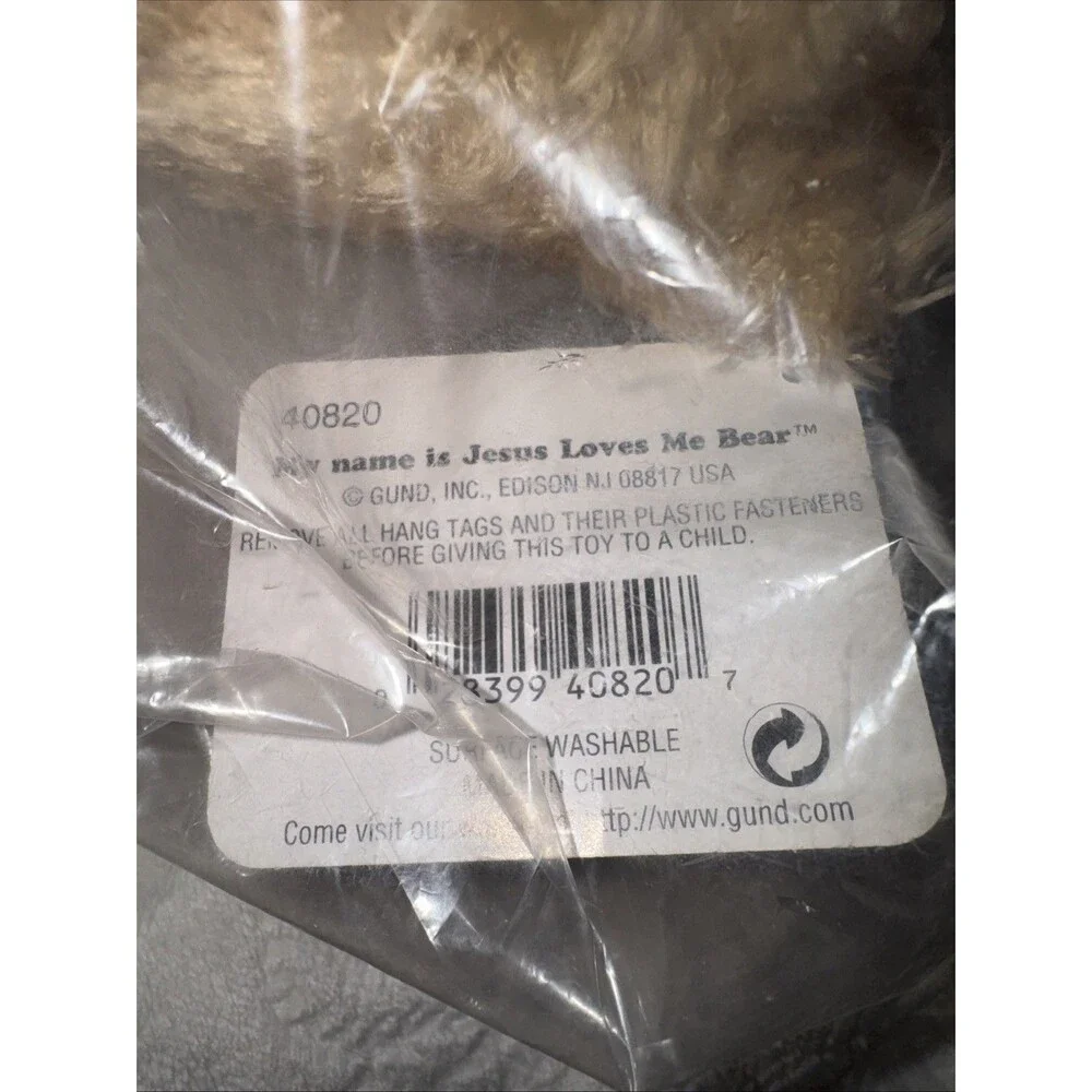 Gund Brown Teddy Bear Plush Red Sweater “Jesus love Me” NIP 12-14”